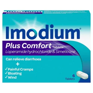 Imodium plus comfort loperamide and simeticone 6 tablet for diarrhoea